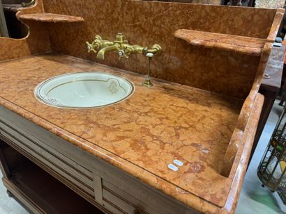 Bathroom cabinet, marble top, pitchpin base,...