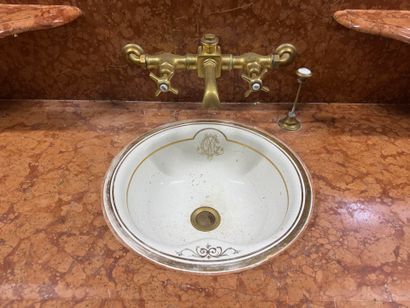 Bathroom cabinet, marble top, pitchpin base,...