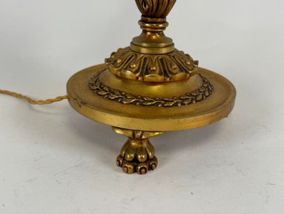 Gilded bronze three-light torch with circular,...