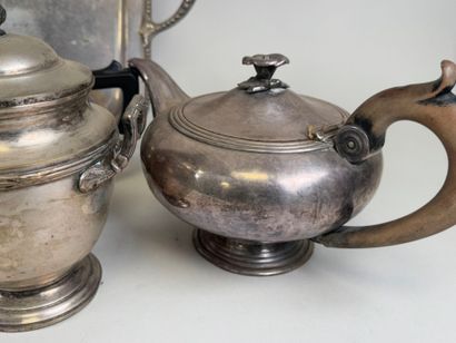 Silver-plated metal coffee service with string...