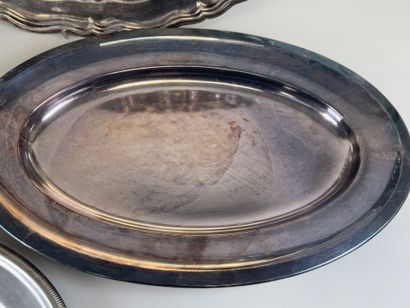 Three silver-plated serving dishes, one of...