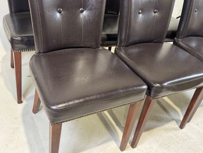 Series of six chairs in dark-brown imitation...