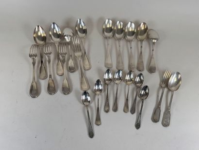 Set of various silver-plated flatware, christening...