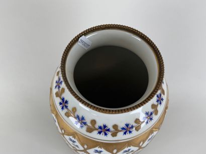 Large white porcelain vase with polychrome...