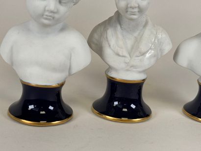 G.L. in Limoges.
Three bisque busts of children,...