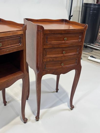 Two molded cherrywood headboards, one opening...