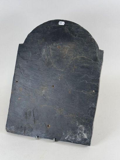 Rectangular sundial with engraved slate bezel,...