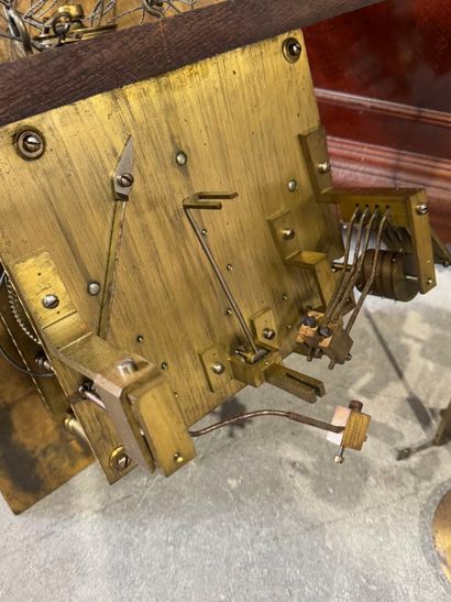 Floor clock in mahogany and light wood fillets,...