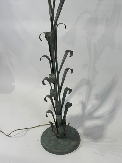Floor lamp in green and gold lacquered metal,...
