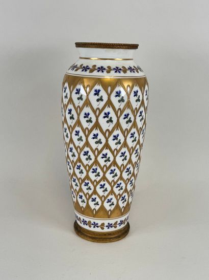 Large white porcelain vase with polychrome...