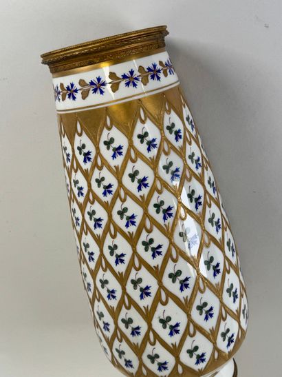 Large white porcelain vase with polychrome...