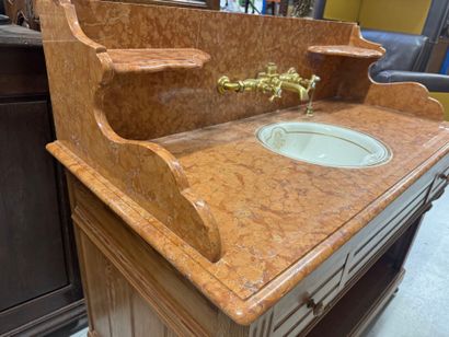 Bathroom cabinet, marble top, pitchpin base,...