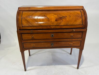 Inlaid wood cylinder desk decorated with...