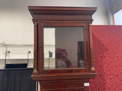 Floor clock in mahogany and light wood fillets,...