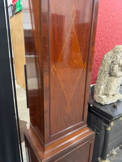 Floor clock in mahogany and light wood fillets,...