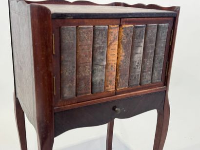 Molded wood bedside table opening with two...