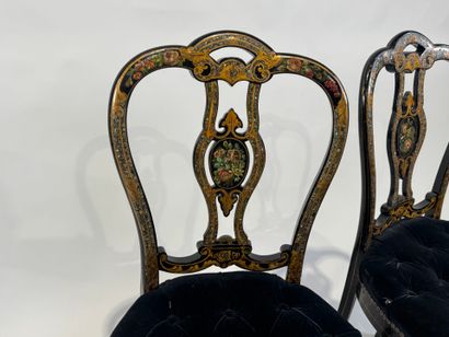 Pair of chairs in blackened wood and burgoté,...