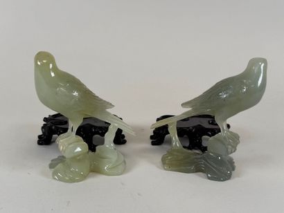 CHINE, XXe.
Oiseaux branchés.
Deux sujets...