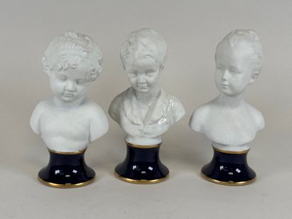 G.L. in Limoges.
Three bisque busts of children,...