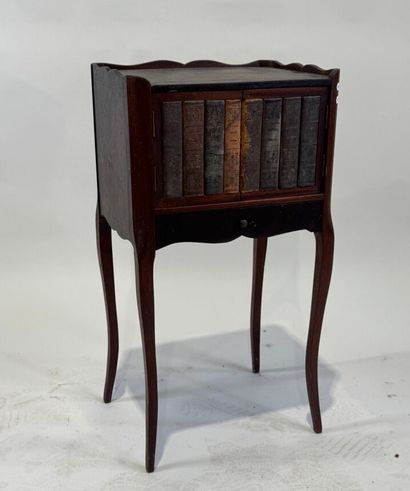 Molded wood bedside table opening with two...