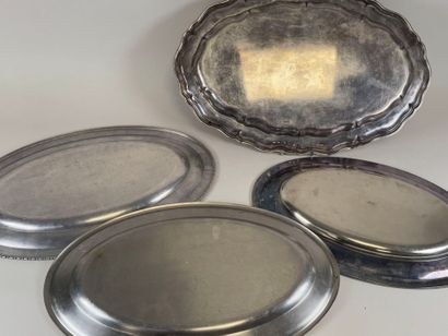 Three silver-plated serving dishes, one of...