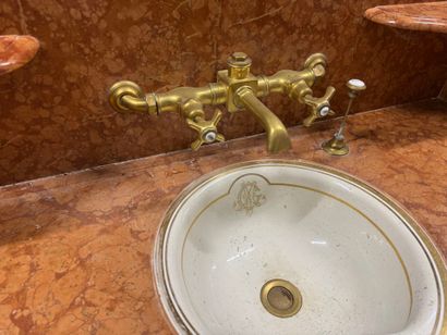 Bathroom cabinet, marble top, pitchpin base,...