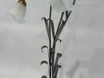 Floor lamp in green and gold lacquered metal,...