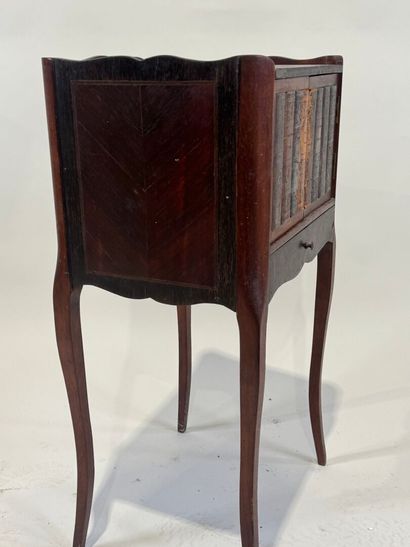 Molded wood bedside table opening with two...