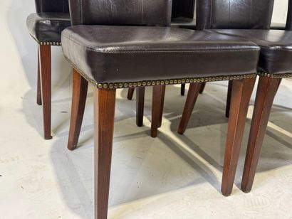 Series of six chairs in dark-brown imitation...