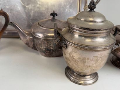 Silver-plated metal coffee service with string...