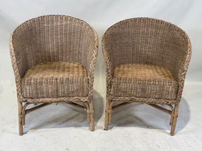 Pair of wicker and bamboo armchairs.
80 x...