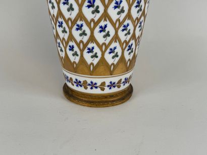 Large white porcelain vase with polychrome...