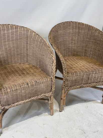 Pair of wicker and bamboo armchairs.
80 x...