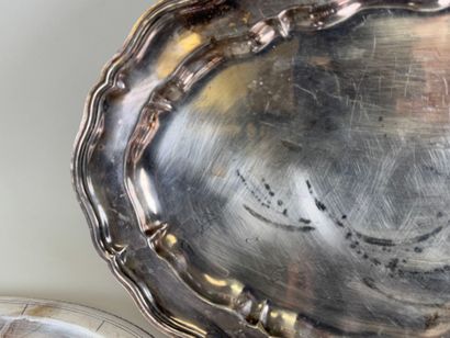 Three silver-plated serving dishes, one of...