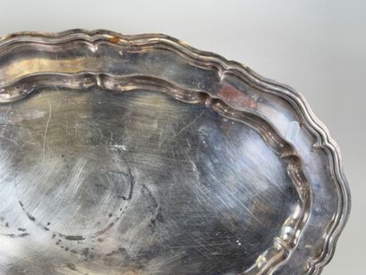 Three silver-plated serving dishes, one of...