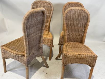 Series of four bamboo and wicker chairs.
97...