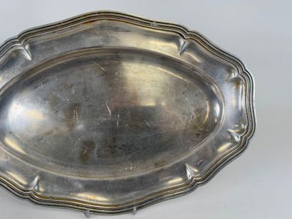 Two silver plated scalloped dishes decorated...