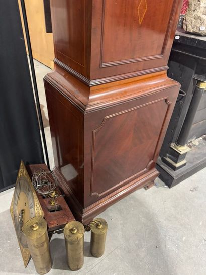 Floor clock in mahogany and light wood fillets,...
