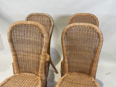 Series of four bamboo and wicker chairs.
97...