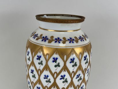 Large white porcelain vase with polychrome...