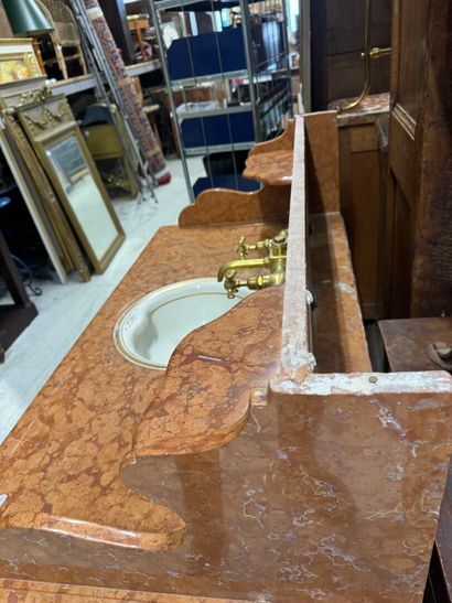 Bathroom cabinet, marble top, pitchpin base,...