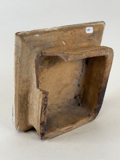 Earthenware stove tile with blue monochrome...