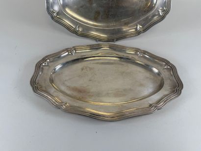 Two silver plated scalloped dishes decorated...