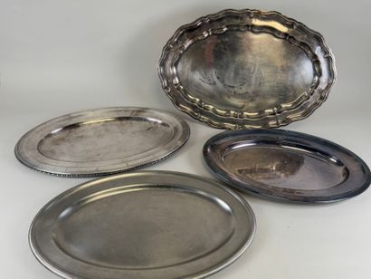 Three silver-plated serving dishes, one of...