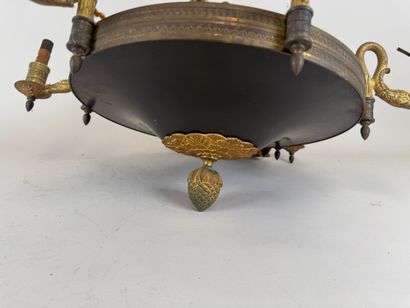Chandelier in chased gilt bronze and sheet...