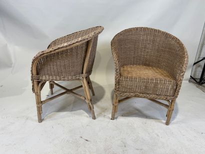 Pair of wicker and bamboo armchairs.
80 x...