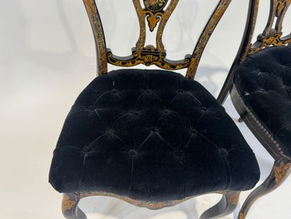 Pair of chairs in blackened wood and burgoté,...