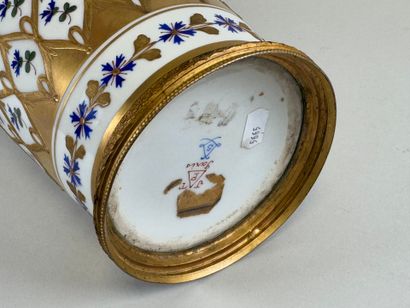 Large white porcelain vase with polychrome...