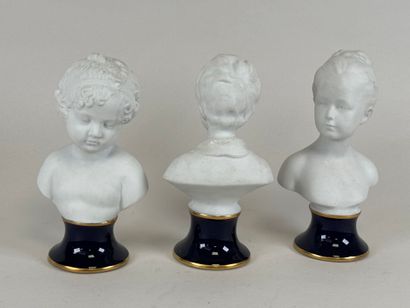 G.L. in Limoges.
Three bisque busts of children,...