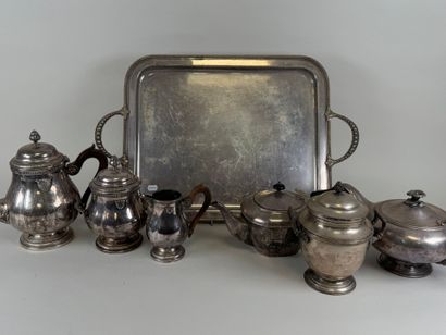 Silver-plated metal coffee service with string...